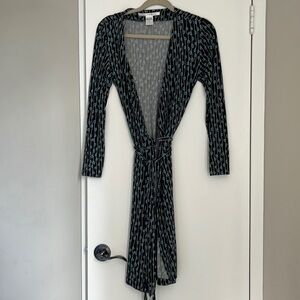 Vintage charcoal and blue Diane con Furstenberg wrap dress